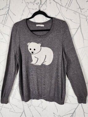 Revolution Gray Baby Polar Bear Printed Crewneck Sweater